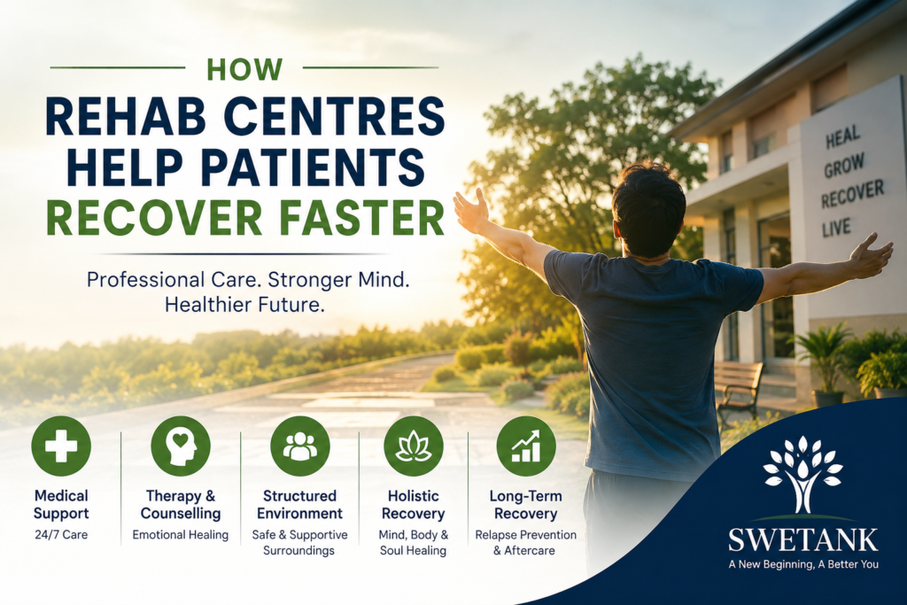Rehabilitation centre benefits for faster addiction recovery and mental health healing at Swetank rehab centre