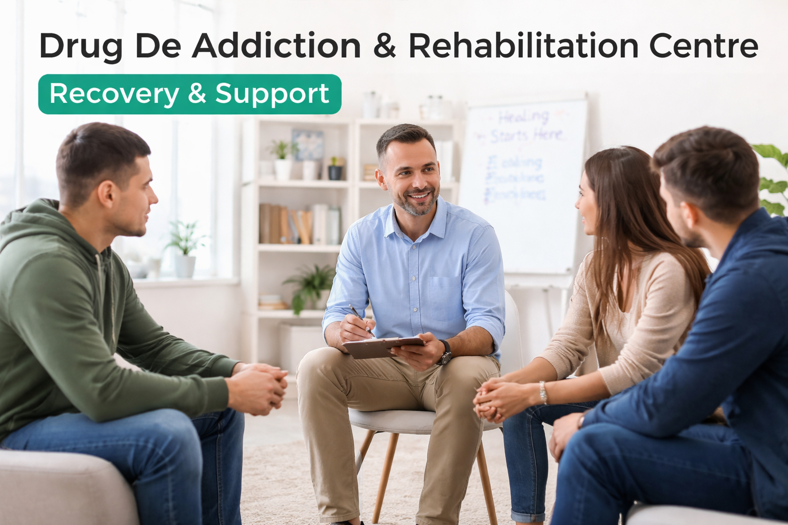 Drug de addiction and rehabilitation centre recovery counseling session